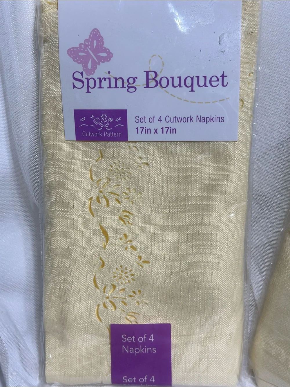 Spring Bouquet Cutwork Napkins - Cream - Set of 4